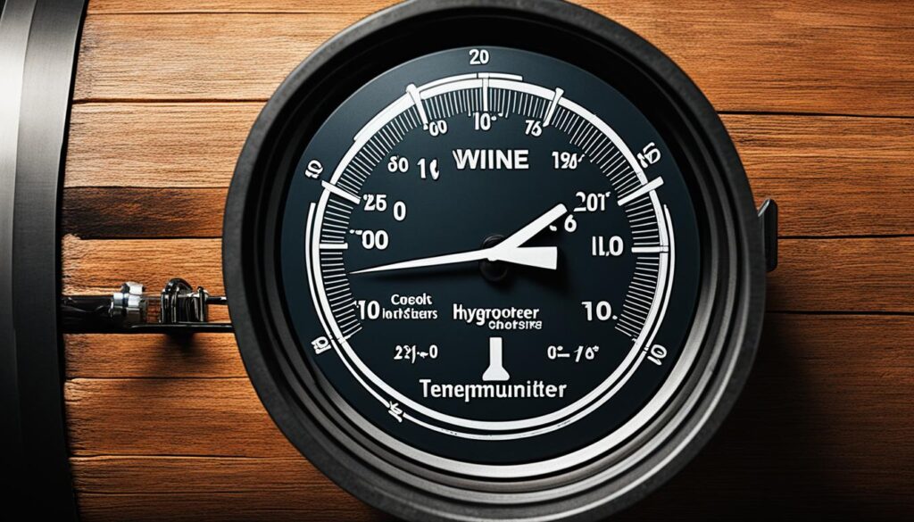 Thermometer und Hygrometer in Weinlagerung